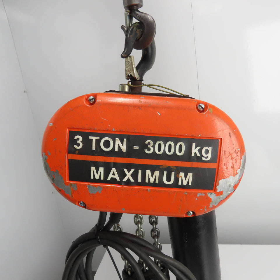 CM Lodestar Model RRT 3 Ton 6000LB Electric Hoist 10' Lift 11FPM 3Ph 230/460V