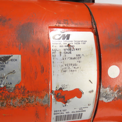 CM Lodestar Model RRT 3 Ton 6000LB Electric Hoist 10' Lift 11FPM 3Ph 230/460V