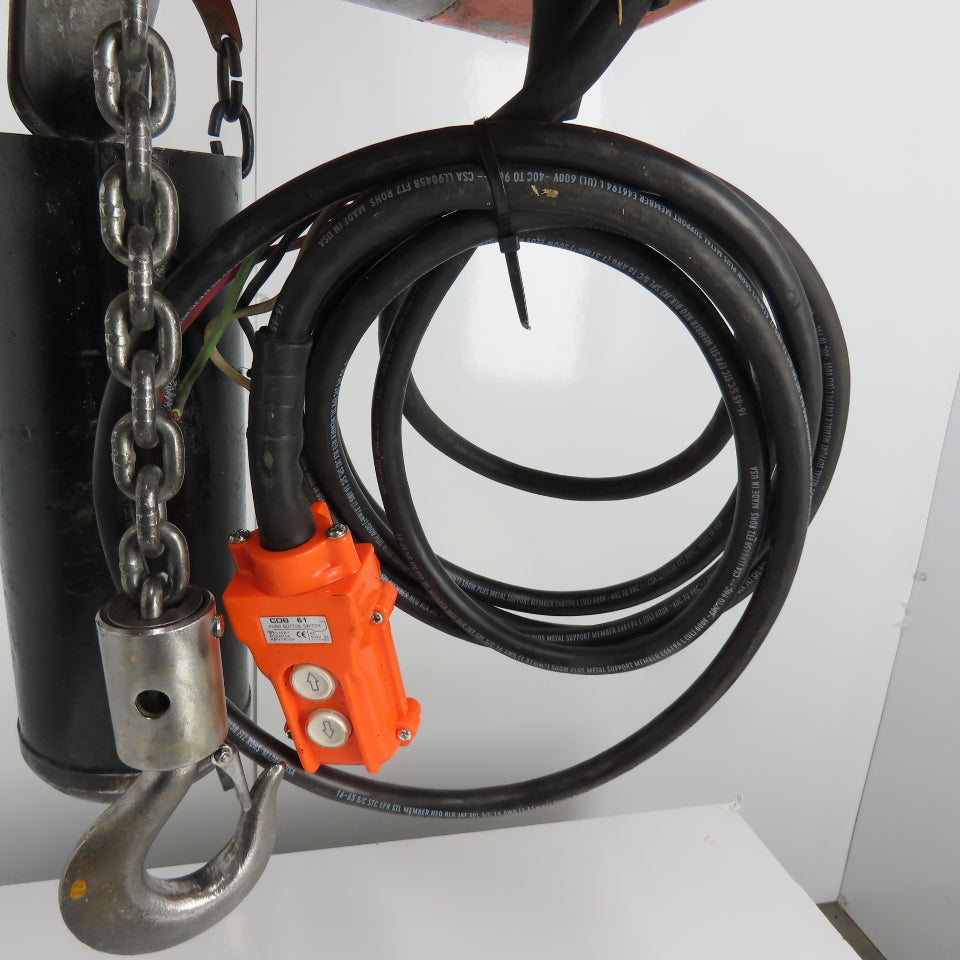 CM Lodestar Model L 1Ton 2000LB Electric Chain Hoist 20' Lift 16FPM 3Ph 230/460V