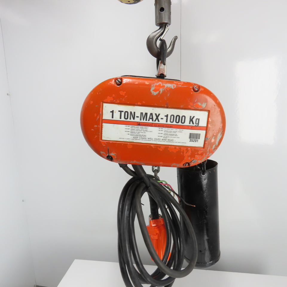 CM Lodestar Model L 1Ton 2000LB Electric Chain Hoist 20' Lift 16FPM 3Ph 230/460V