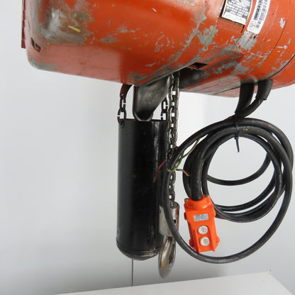 CM Lodestar Model L 1Ton 2000LB Electric Chain Hoist 20' Lift 16FPM 3Ph 230/460V