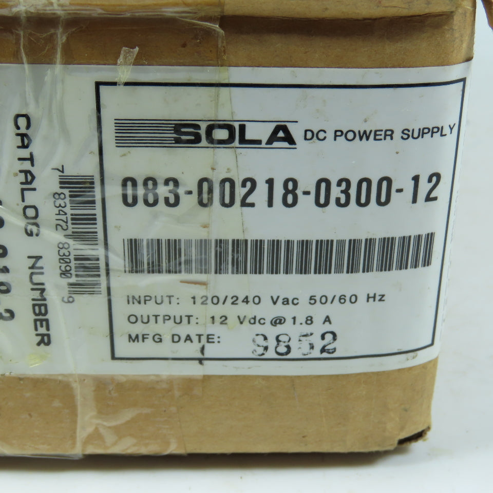 Sola 83-12-218-03 12VDC Power Supply 120/240VAC