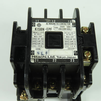Hitachi K15BN-EPF AC Magnetic Contactor 600V 30A 200-220V Coil