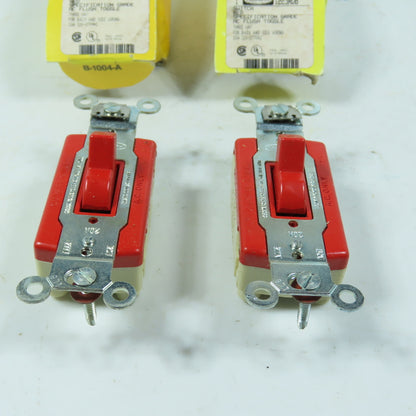 Hubbell 1223RDB 20A Three Way Toggle Switch 120-277VAC Red Lot Of 2