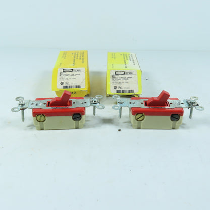 Hubbell 1223RDB 20A Three Way Toggle Switch 120-277VAC Red Lot Of 2