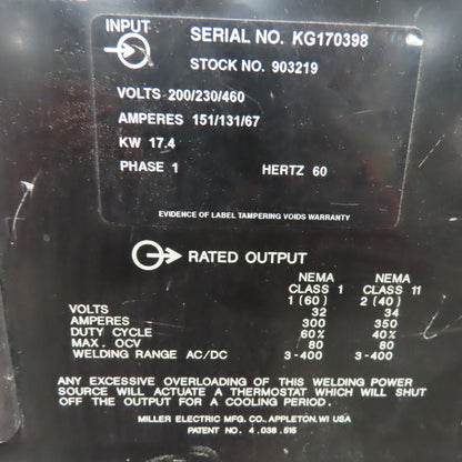Miller 903219 Syncrowave 351 200/230-460V 1Ph CC AC/DC TIG Power Source 350A