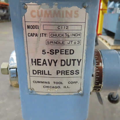 Cummins C112 13" Bench Model Drill Press 6" Throat 115/230V 1/2Hp 5 Speed