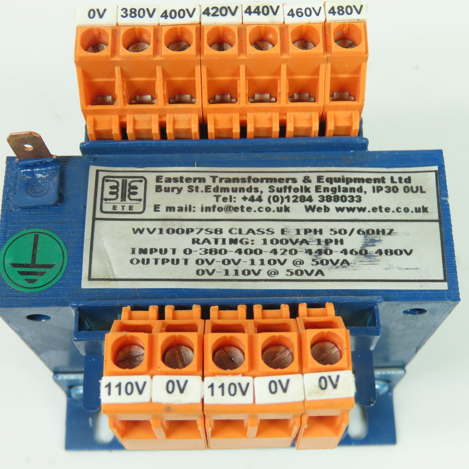 ETE WV100P7S8 100VA Transformer 380/400/420/440/460/480V Pri 110V Sec