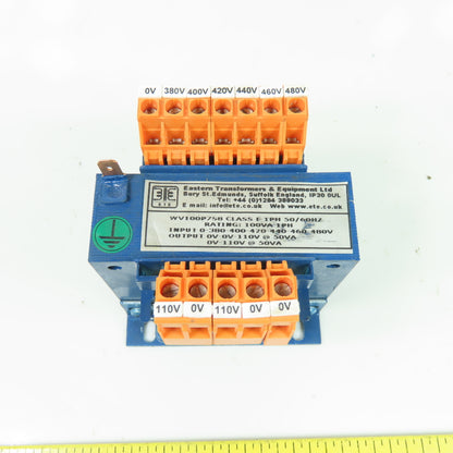 ETE WV100P7S8 100VA Transformer 380/400/420/440/460/480V Pri 110V Sec