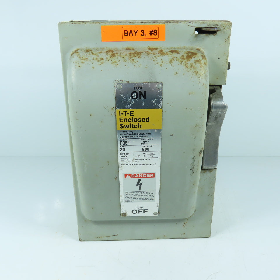 ITE F351 30A, 3-Pole Fusible Safety Disconnect Switch 600V
