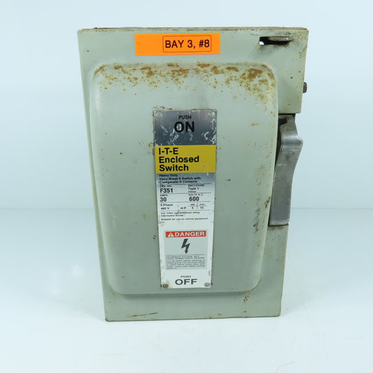 ITE F351 30A, 3-Pole Fusible Safety Disconnect Switch 600V