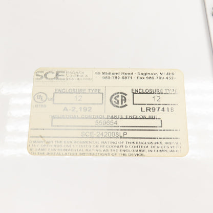 SCE 242008LP 20" x 20" x 8" Electrical Enclosure W/ Backplate & 30A Disconnect