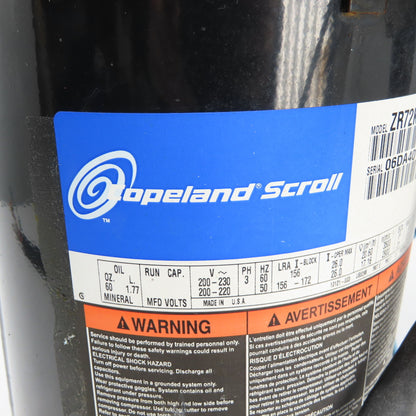 Copland Scroll ZR72KC-TF5-265 Refrigeration Scroll Compressor 200-230V 3Ph