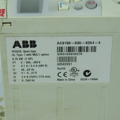 ABB ACS150-03U-02A4-4 0.75kW 1HP Variable Frequency Drive 1 HP 3-380...480V