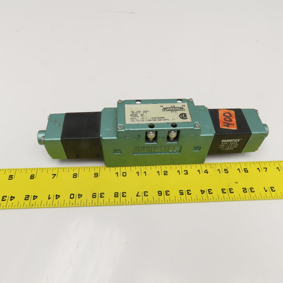 Numatics 123SS500K 5/3 Position Double Solenoid Pneumatic Valve 120V Coil