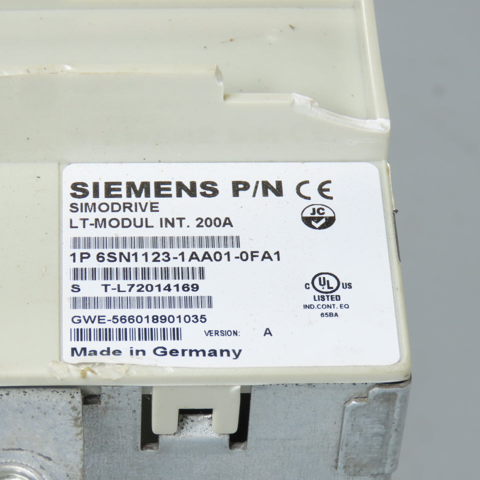 Siemens 6SN1123-1AA01-0FA1 Simodrive Ver A LT-Modul INT 200A 6SN1118-0DM33-0AA2