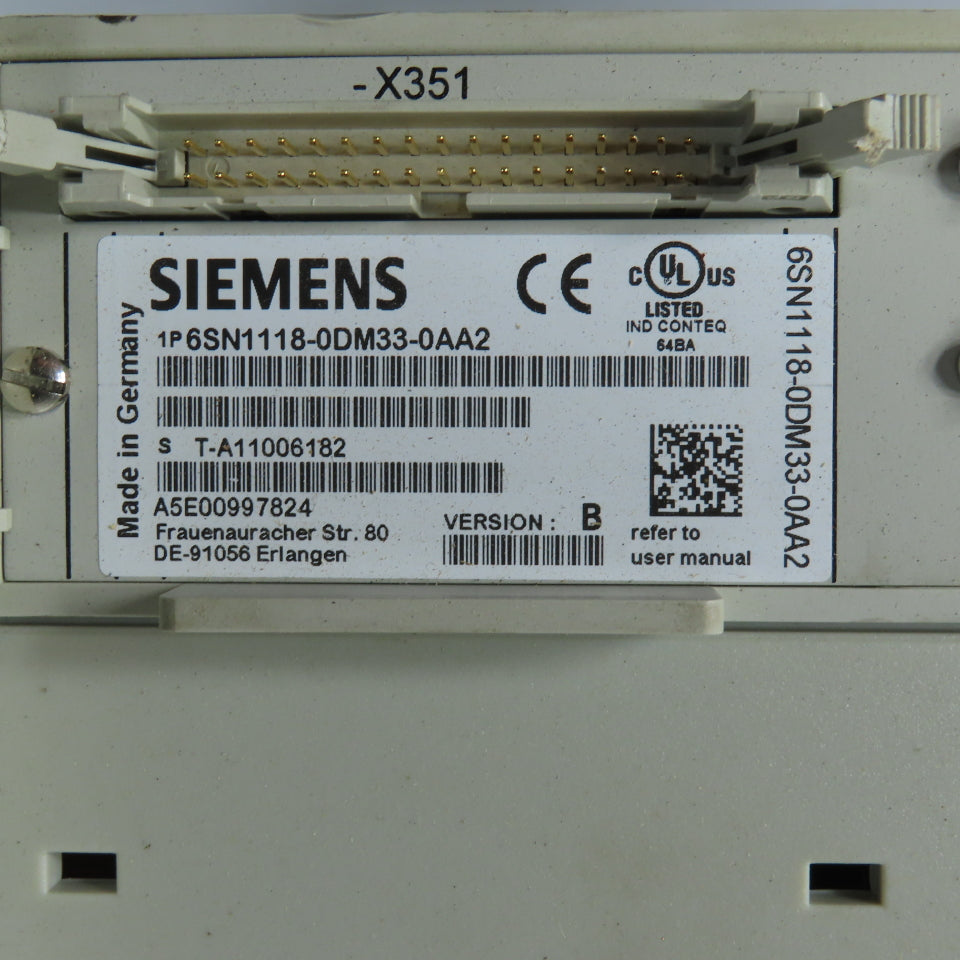 Siemens 6SN1123-1AA01-0FA1 Simodrive Ver A LT-Modul INT 200A 6SN1118-0DM33-0AA2