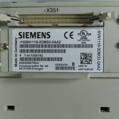 Siemens 6SN1123-1AA01-0FA1 Simodrive Ver A LT-Modul INT 200A 6SN1118-0DM33-0AA2