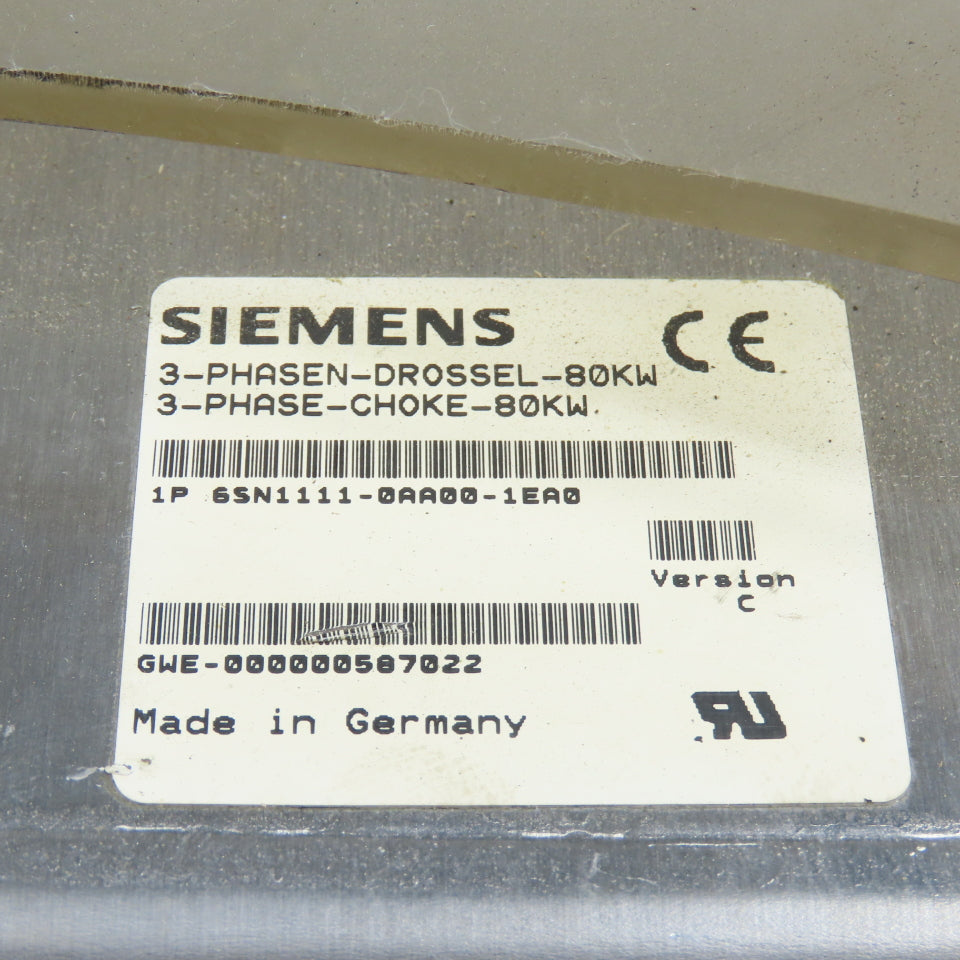 Siemens 6SN1111-0AA00-1EA0 3PH 3-Phase Choke 80kW Ver C