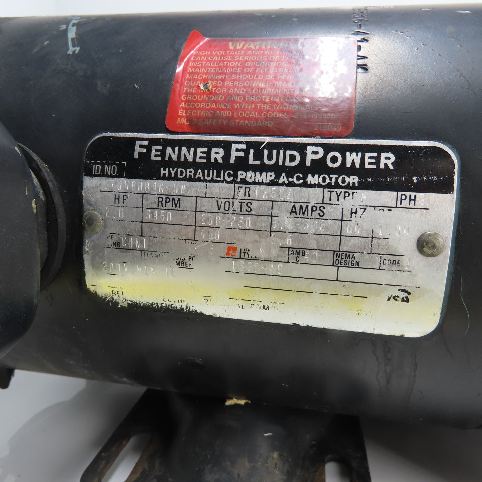 Fenner Fluid Power 678R6084M-UW Hydraulic Pump 2HP AC Motor 230/460V 3Ph Tested