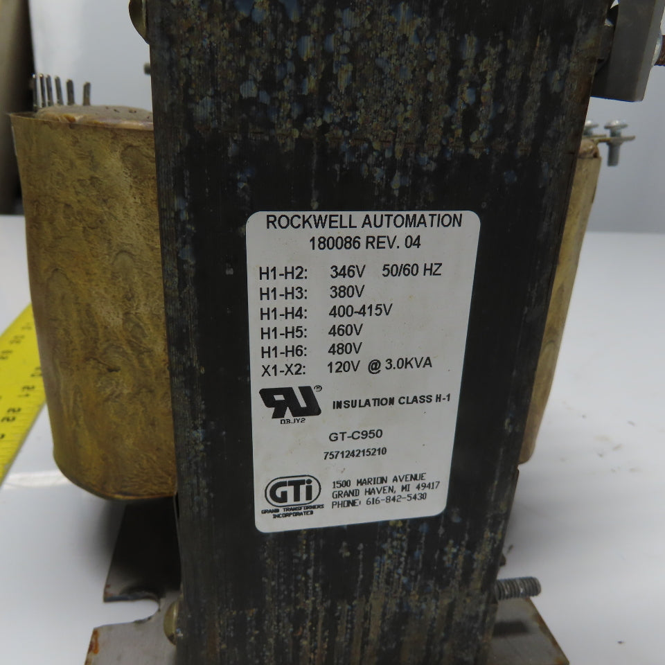 GTI GT-C950 180086 3kva Transformer 346/380/400/415/460/480V Pri 120V Sec Tested