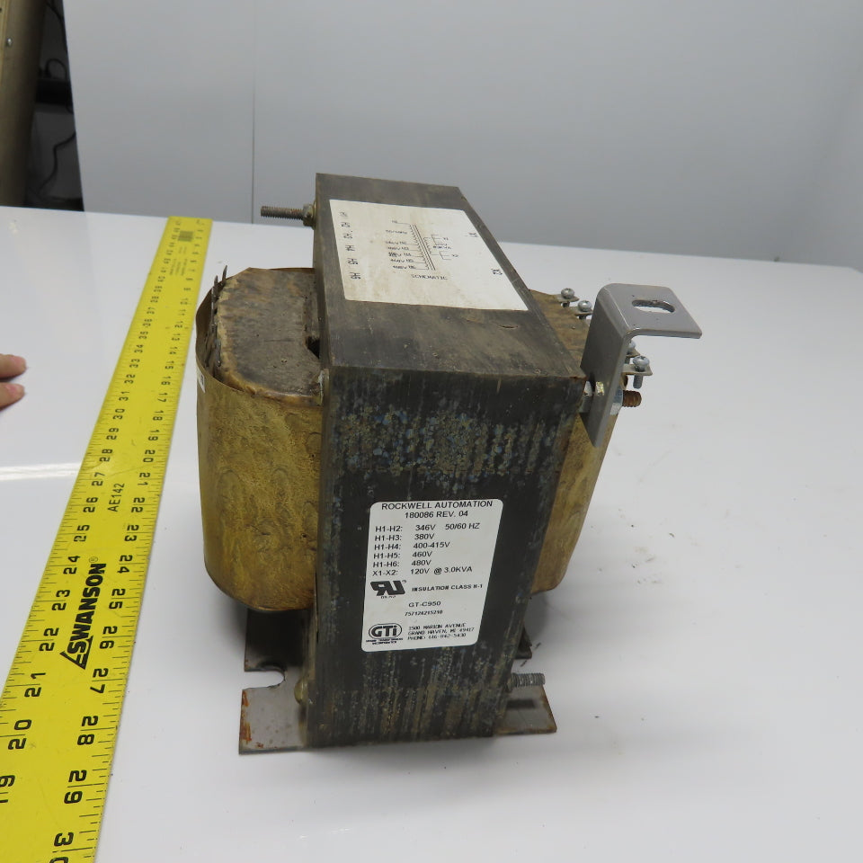 GTI GT-C950 180086 3kva Transformer 346/380/400/415/460/480V Pri 120V Sec Tested