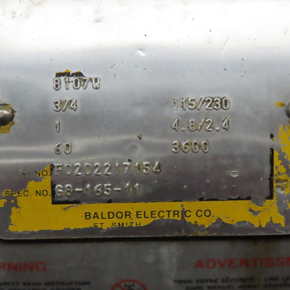Baldor 8107W 8" Pedestal Grinder 115/230V 1Ph 3/4Hp 3600RPM