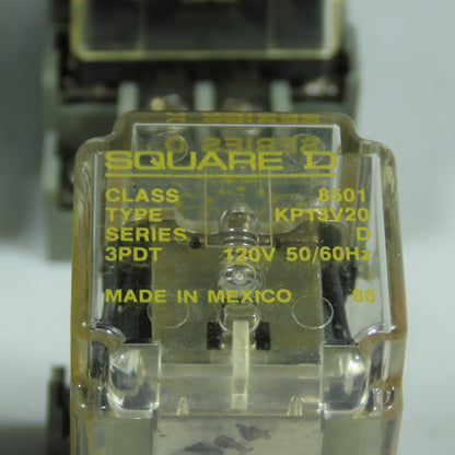 Square D KP13V20 Plug-In General Purpose Relay 120V 3PDT W/ Base Lot Of 7