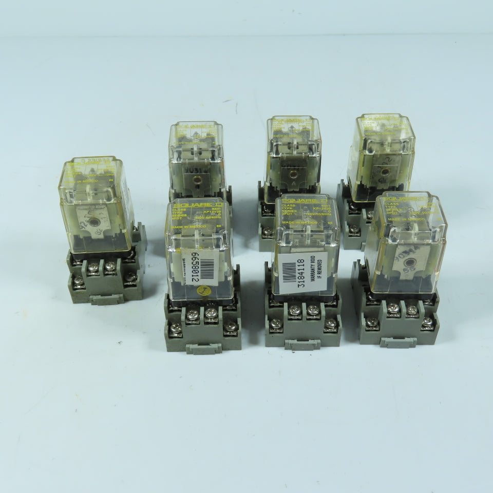 Square D KP13V20 Plug-In General Purpose Relay 120V 3PDT W/ Base Lot Of 7