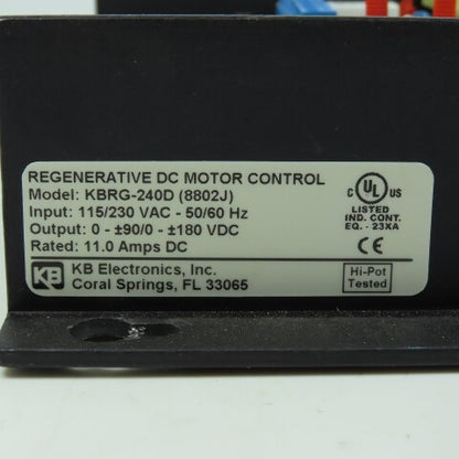 KB Electronics 8802J KBRG-240D Regenerative DC Motor Control 115/230VAC 0-180VDC