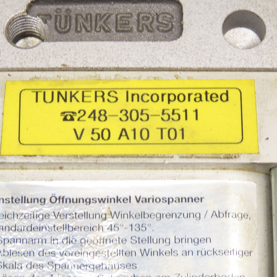 Tunkers V 50 A10 T01 Vario Clamp Cylinder 45-135° Adjustable Open