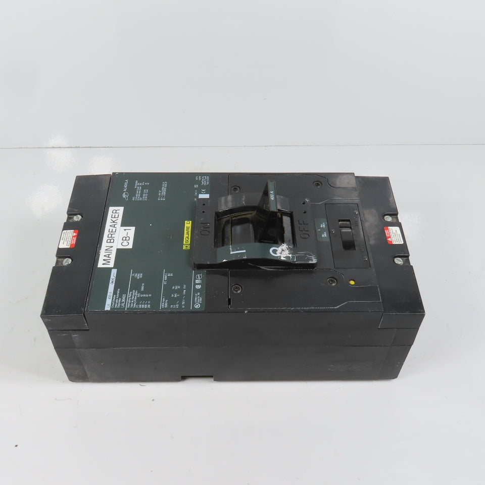 Square D LAL36400 3-Pole 400A Circuit Breaker 600VAC Max Type LAL (Clean)