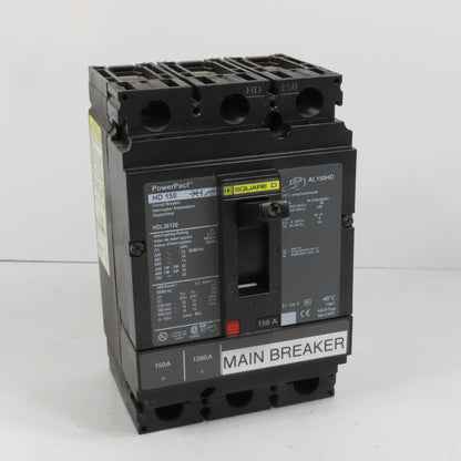 Square D HDL36150 PowerPact 3-Pole 150A Circuit Breaker 600VAC Max HD 150