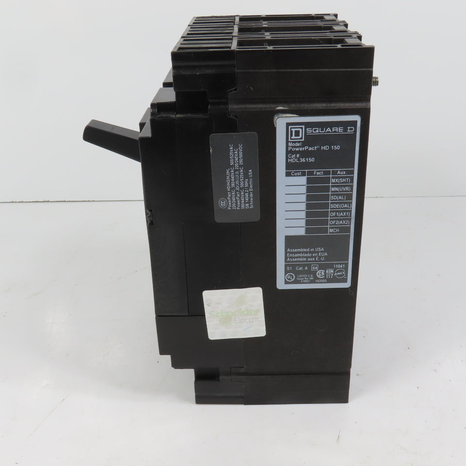 Square D HDL36150 PowerPact 3-Pole 150A Circuit Breaker 600VAC Max HD 150