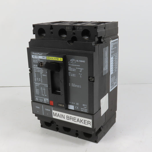 Square D HDL36150 PowerPact 3-Pole 150A Circuit Breaker 600VAC Max HD 150