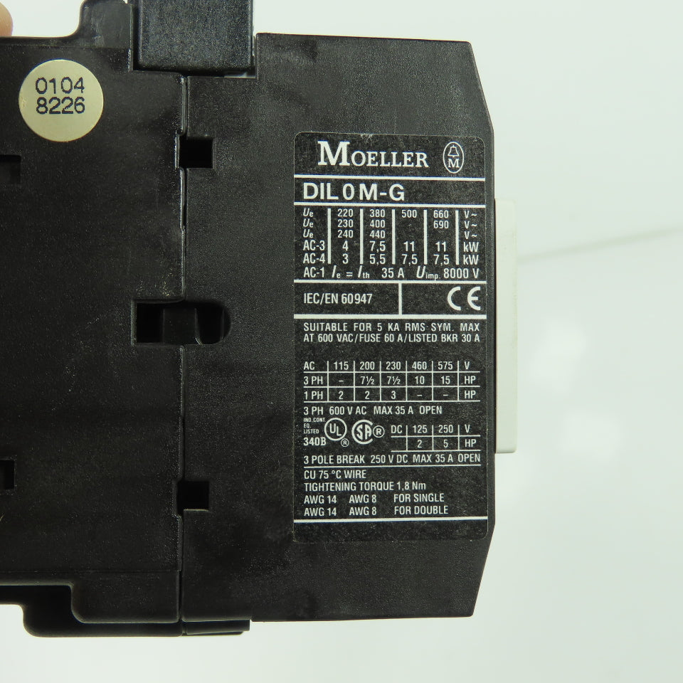 Moeller DIL0M-G 600VAC 35A Contactor 24V Coil