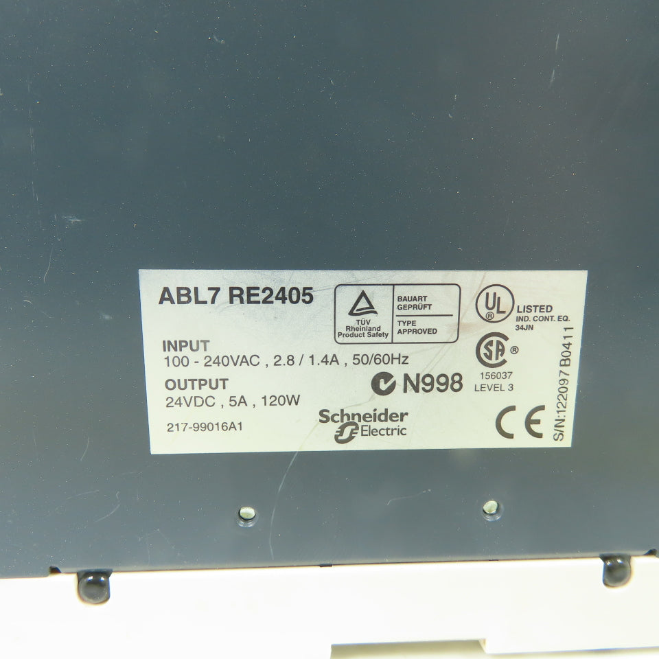 Telemecanique ABL7 RE2405 Power Supply 100-280VAC Input 24VDC 5A Output
