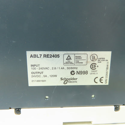 Telemecanique ABL7 RE2405 Power Supply 100-280VAC Input 24VDC 5A Output