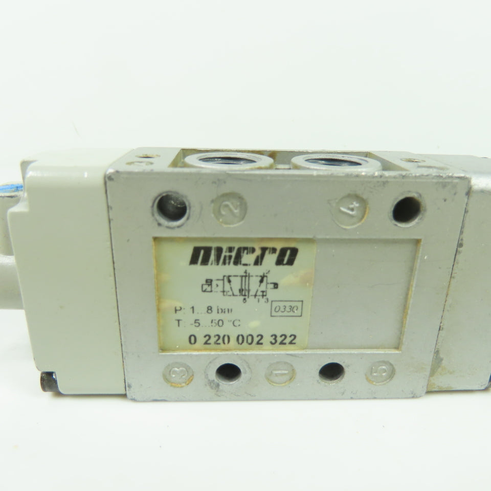 Micro 0 220 002 322 Pneumatic Solenoid Valve 8Bar 24V