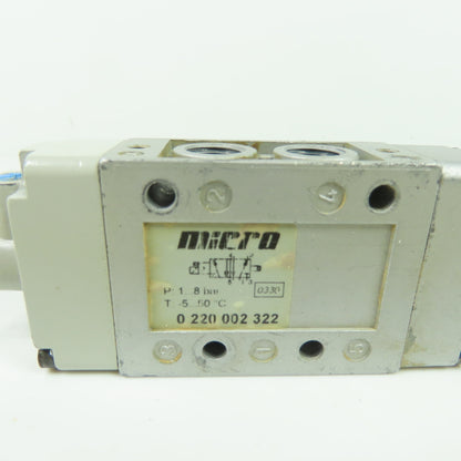 Micro 0 220 002 322 Pneumatic Solenoid Valve 8Bar 24V