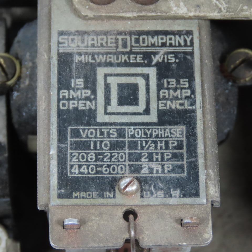 Square D R08 8736 Reversing Motor Starter 15A 2HP 110V Coil