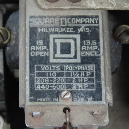 Square D R08 8736 Reversing Motor Starter 15A 2HP 110V Coil