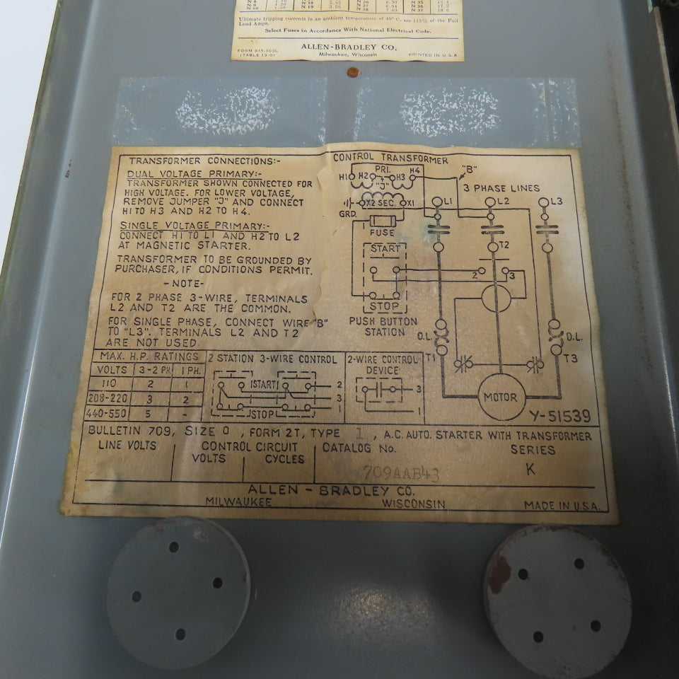 Allen Bradley 709AAB43 16" x 7" x 4-1/2" Motor Starter Enclosure ONLY