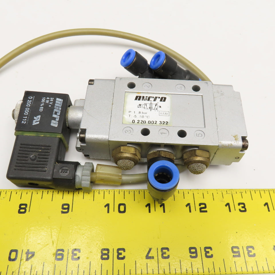 Micro 0220002322 5/2 Position Single Solenoid Air Valve G1/4 24V Coil