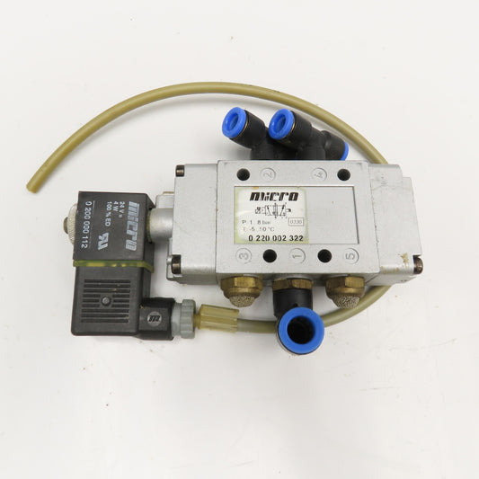 Micro 0220002322 5/2 Position Single Solenoid Air Valve G1/4 24V Coil