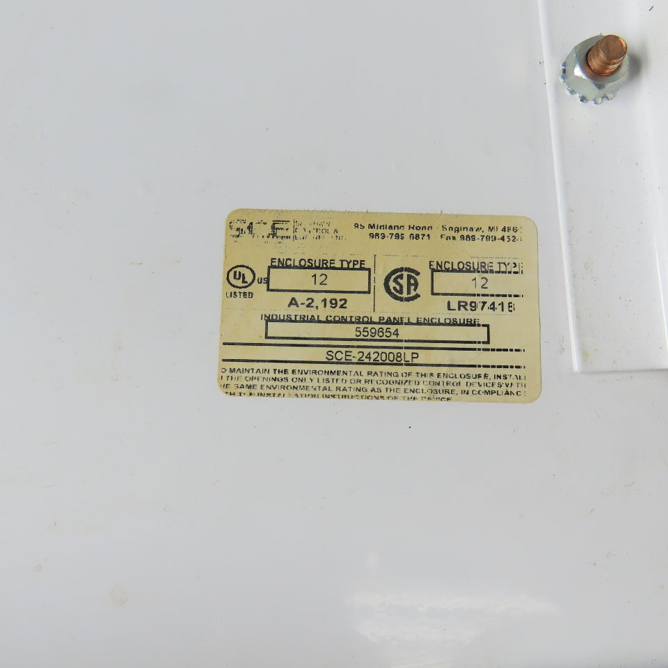 SCE 242008LP 20" x 20" x 8" Electrical Enclosure W/ Backplate