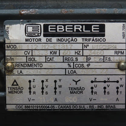 Eberle B 112 M2-E1817 18CV 13.3kW Electric Motor 460V/800V 3460RPM
