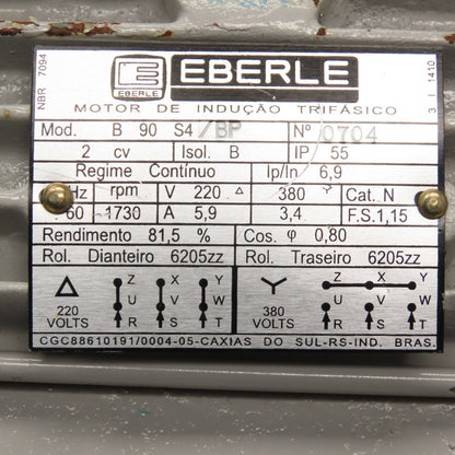 Bonfiglioli W63 U P90B5 B3 10:1 Ratio Gear Motor 220/380V 3PH 173RPM 2CV Tested