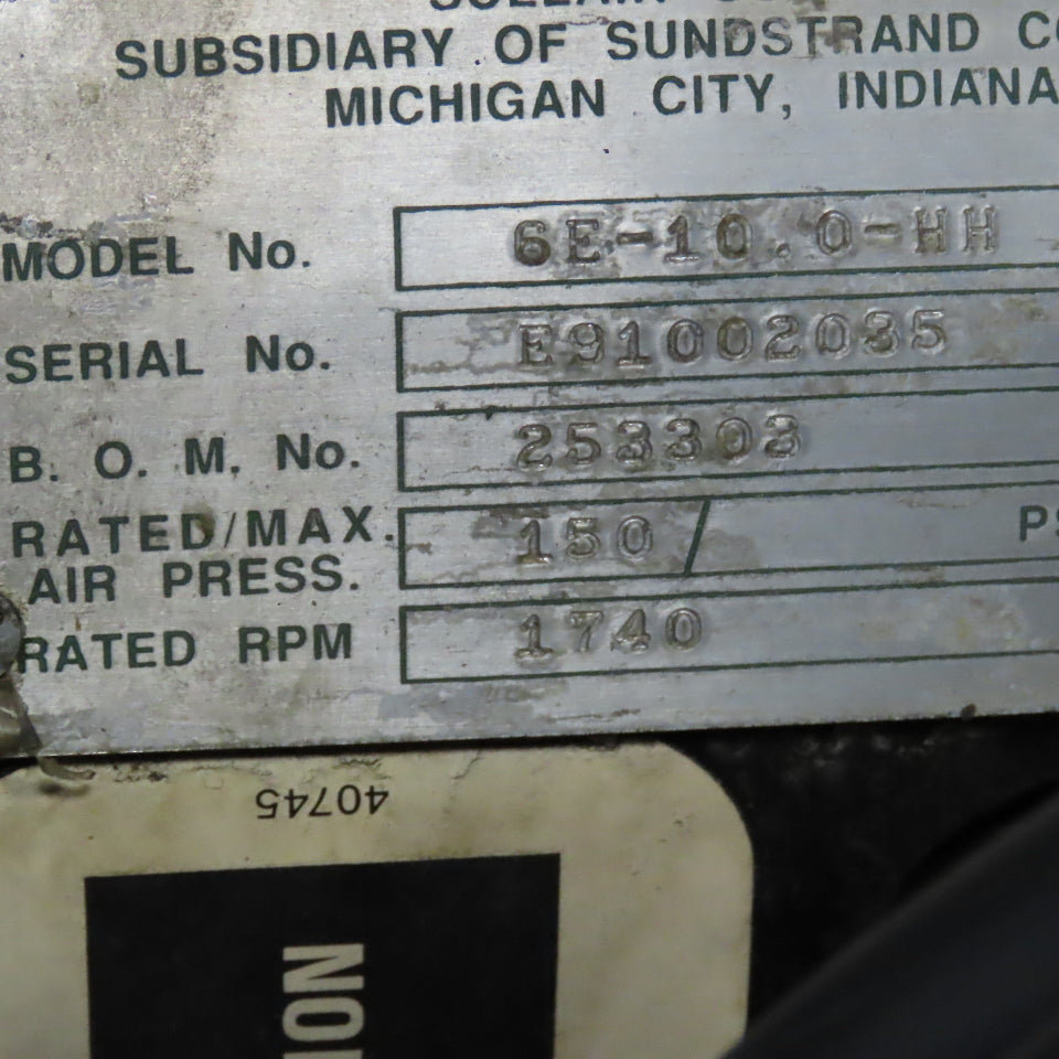Sullair 6E-10.0-HH ES-6 10Hp Compact Rotary Screw Air Compressor 150PSI