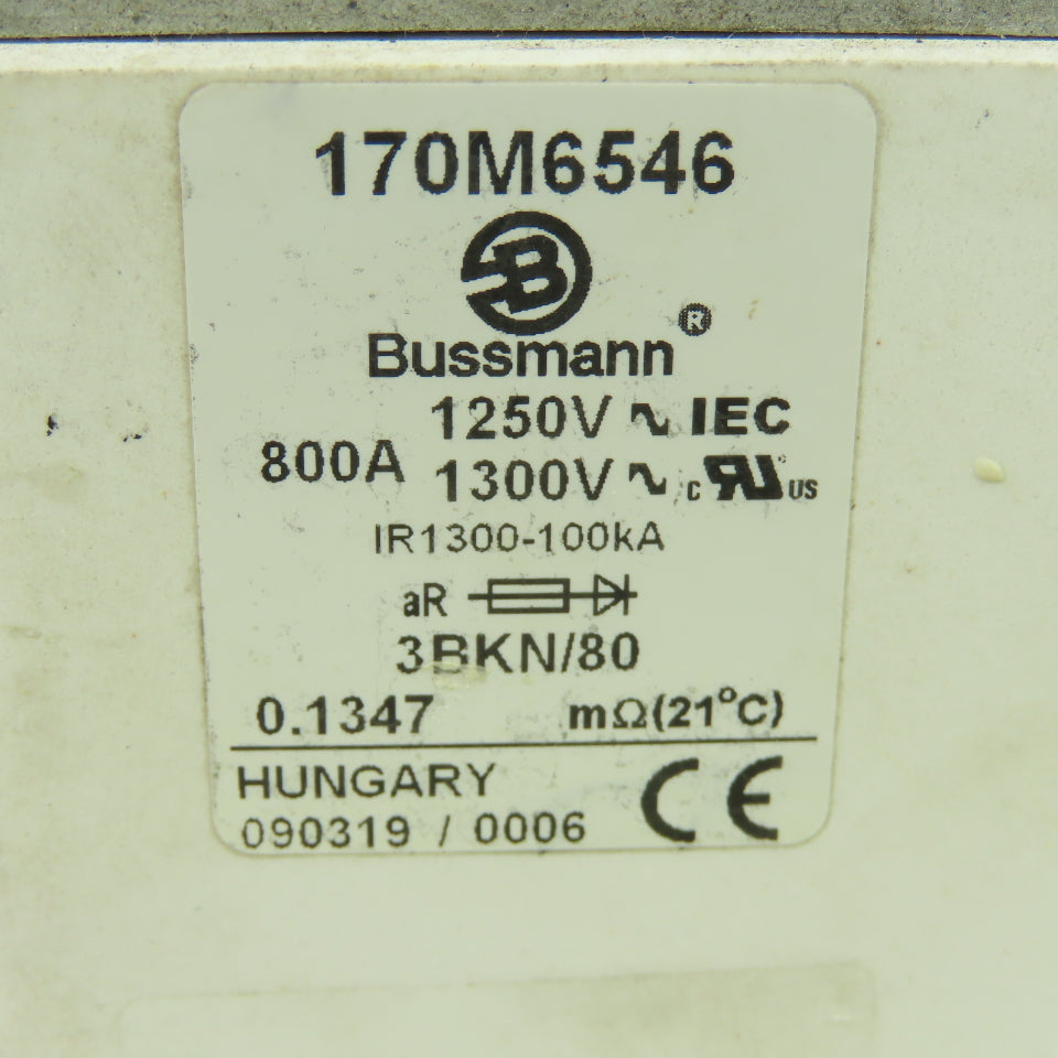 Bussmann 170M6546 800A High Speed Fuse Link 1250/1300V 3BKN/80